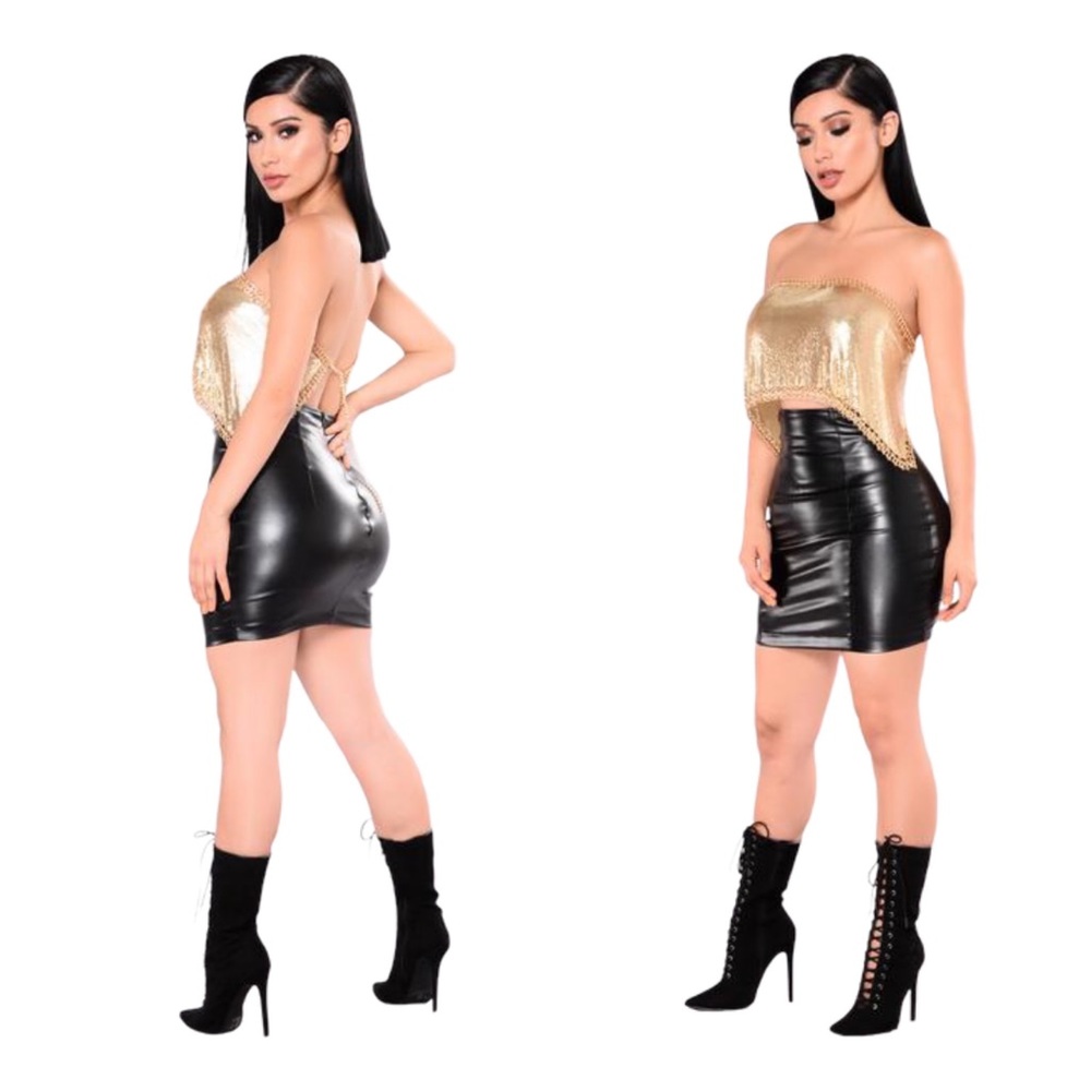 Fashion Nova Black Carlibell Faux Leather Skirt